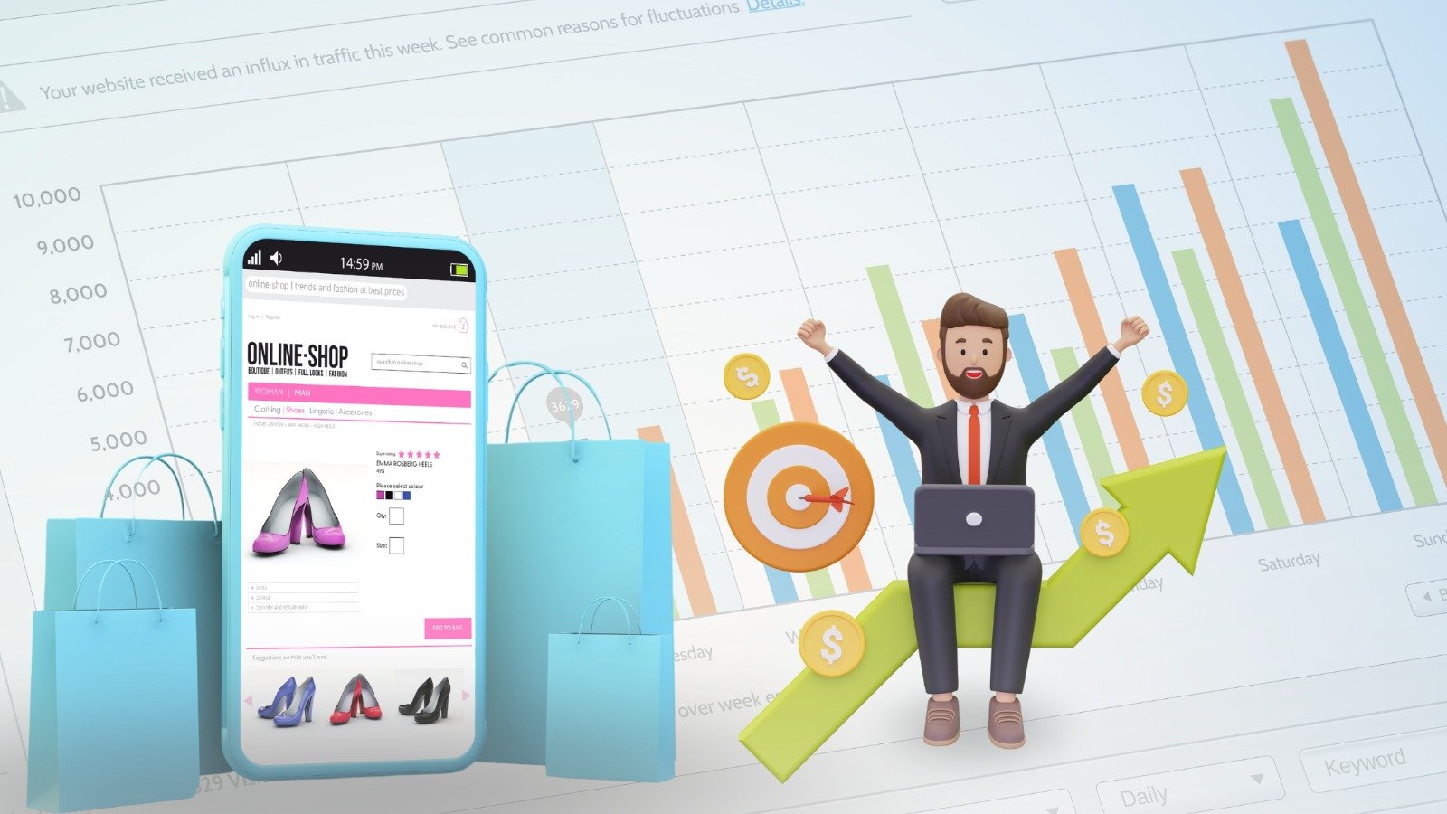 Business growth on mobile website infographic